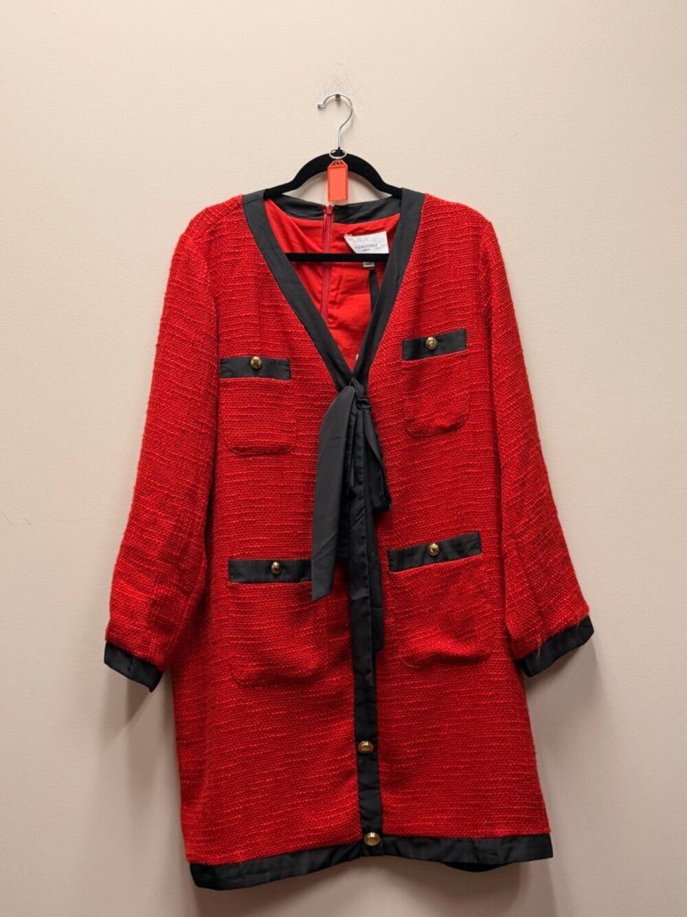POMANDER PLACE Red Coco Tweed Bow Dress Size XXL NWT Retail $168 Tuckernuck - Picture 8 of 9